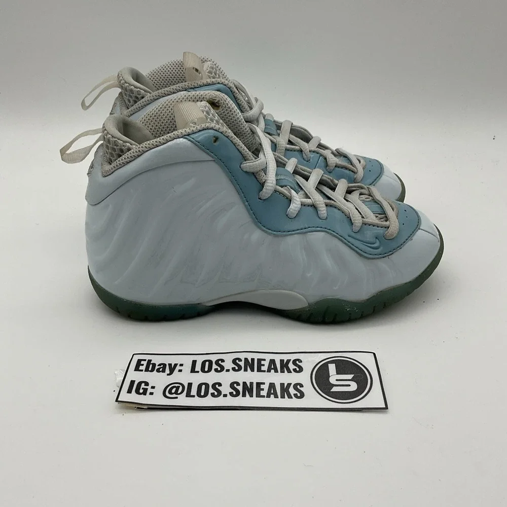 Nike Kids White & Light Blue Foamposite Sneakers